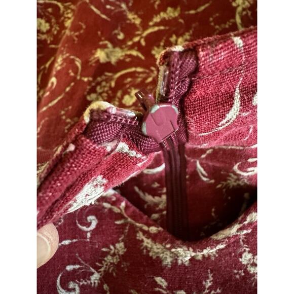 Talbots Petite 8 Red Paisley Sleeveless V Neck Zipper Sheath Dress - Picture 8 of 10